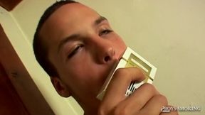 BoysSmoking: Puppy toys his mighty dick with his favorite toy and bursts his sticky cum