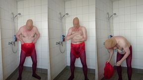 strumpfhose und inkontinenzhose in der dusche