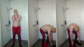 strumpfhose und inkontinenzhose in der dusche