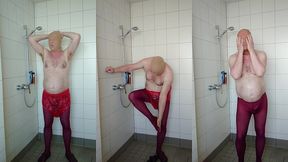 strumpfhose und inkontinenzhose in der dusche