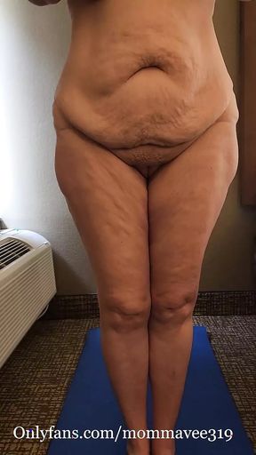 Hot mature does some naked yoga!