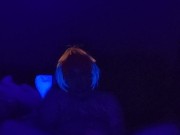 loud moaning whimpering orgasm on a glowing alien cock under blacklight