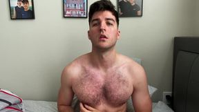 Hairy Guy Rubs His Muscles And Cums On Feet