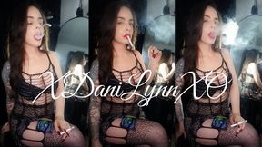 Smoking in See Through Glitter Dress