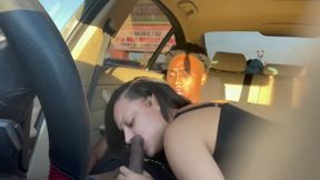 Young wife sucks husband's cock before movie date