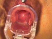 Eating cream from my pussy, teasing and showing the cervix