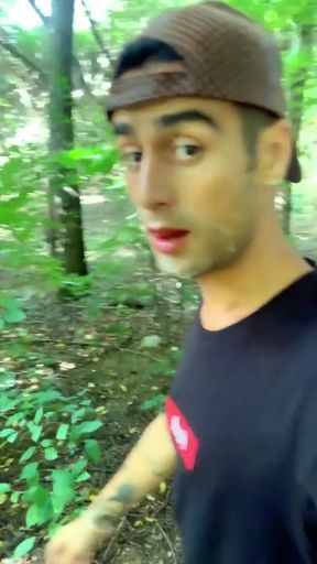 Boy Walks with Cum Mess on Face but He Need to Hide Because Someone Comes