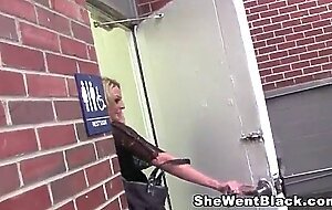 Sindy lange fucks 2 black cocks in a gloryhole while talking to her husband