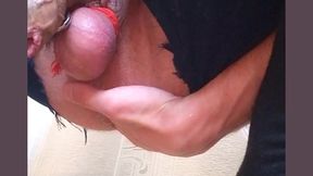 damn hot cute guy rides on a giant bottle and comes without using his hands