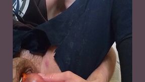 damn hot cute guy rides on a giant bottle and comes without using his hands