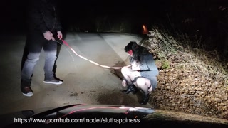 The wife a slut slave drinks my piss and sucks dick on a public road