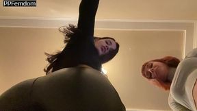 pov butt drops and spitting humiliation with mistresses kira and sofi