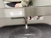 young twink jerks off his cock in a train toilet