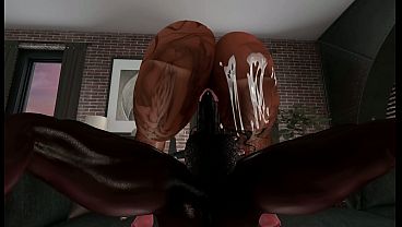 Sexy black supermodel gets plowed by Mandingo in SecondLife