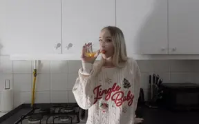 Petite girl masturbates in the kitchen for good luck and satisfaction
