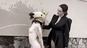 PONYGIRL washed with icy COLD WATER - Lezdom