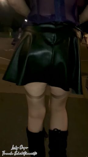 No Panties in Mini Skirt at Public Place