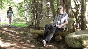 Worship on public bench (HD)