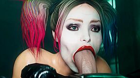 Sucks And Fucks Batman - Car Toon And Harley Quinn