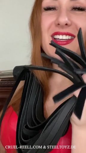 Thrilling moment from &quot;Cruel Reell and Steeltoyz Present: The Leather Flogger with Stainless Steel Handle - A BDSM Essential&quot;