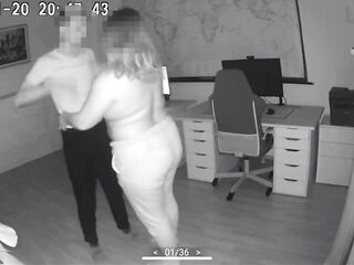 Risky bang in the office, the surveillance camera recorded us