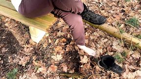 Spanked bare vaginas on a remote trail