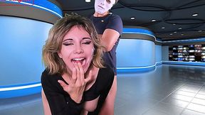 Masked dude facialized news reporter live