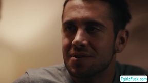 Small tits ts Natalie Stone deepthroat and rides her stepbro