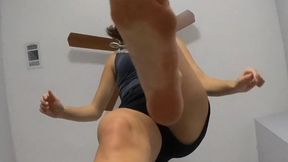 Mean Giantess yells at pathetic foot friend