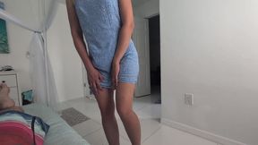 Red Head Girl in Dress Riding Reverse POV
