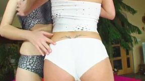 ”Big tit blonde & tight butt brunette cluster fuck & swap”