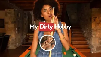 Luna Corazon uses pool stick creatively on her petite ebony pussy