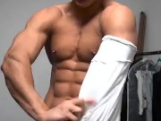 Young stud undressing and Flexing