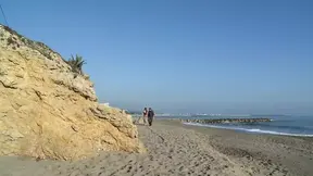 Young slut with dark hair gets pussy fucked on the beach