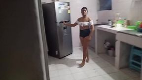 Vlog video: I film my beautiful brunette stepsister so I can fuck her really well.