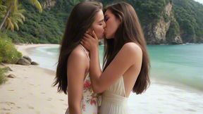 pure erotic and love between futa trans and her girlfriend on beach (ai-generated)