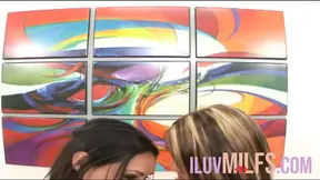 Two sexy lesbians fuck each other and share a guy in a hot threesome