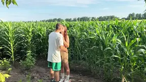 Cornfield romp - Slutty girlfriend gets fucked hard in public
