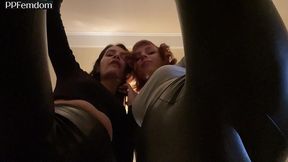 pov butt drops and spitting humiliation with mistresses kira and sofi