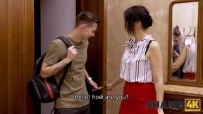 Mature Woman Gets Banged by Friend's Stepson for Stealing in the Kitchen