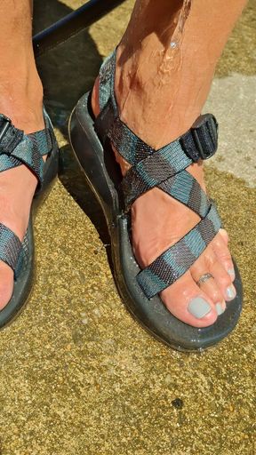 Do you want to wash my feet and sandals for me after a long hike?