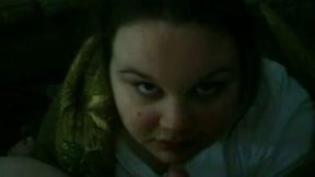 Fugly fat slut sucking my dick deepthroat in amateur POV clip