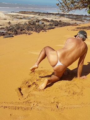 Ladysilva Crossdresser Showing off Her Hot Ass in Panties on the Beach