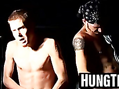 Young thug boys with hairy pussies cum hard while playing with a straight guy outdoors