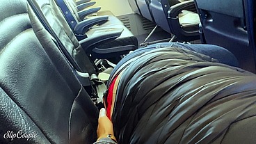 Blonde Babe gives perfect Handjob and Blowjob in a Plane - so risky