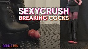 Tamy Sexycrush Session Destroys Your Cock in Platform High Knee Boots (Double Version) - Tamystarly - Cock Balls Crush Trample, CBT, Bootjob, Trampling, Shoejob, Stomping