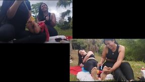 Full video: Tickling soles and navel: Thiany and France
