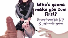 One Guy Vs. 5 Women Taking Turns Stroking His Dick Jerk-off Game With Wet Sounds & Whispering