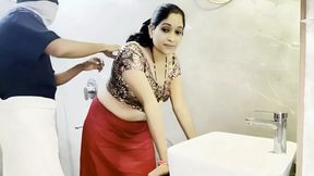 Stepmom Fucking in Bathroom Washbasin with Stepson