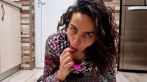 Hot lush masturbation and wiping my ass on the floor kitchen
